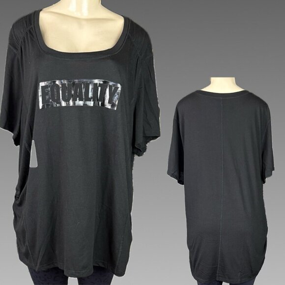 Terra & Sky Tops - Terra & Sky +2X Black Equality Graphic Step Hem Ruched Sides Short Sleeve Tee